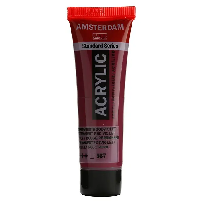 Talens Amsterdam Pintura acrílica Standard - Violeta rojo permanente, 20 ml, Tubo - Un tubo de pintura acrílica Amsterdam Standard Series en Violeta Rojo Permanente, ideal para artistas y aficionados.