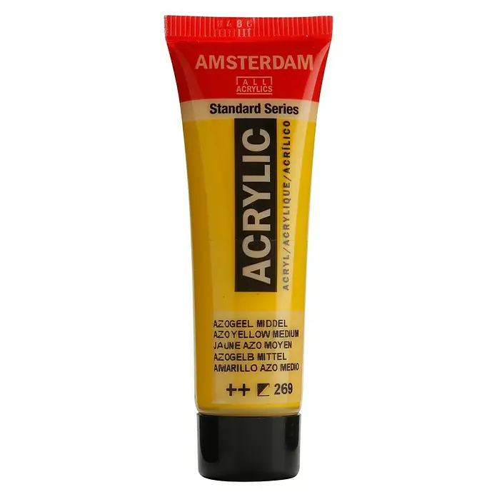 Talens Amsterdam Pintura acrílica Standard - Amarillo azo medio, 20 ml, Tubo - Tubo de pintura acrílica Amsterdam Standard Series en amarillo azo medio, ideal para artistas y aficionados.