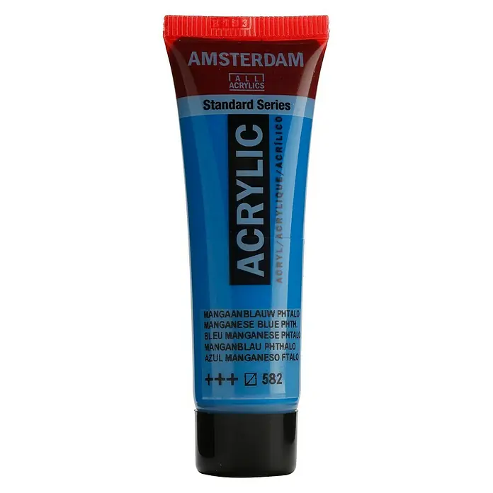 Talens Amsterdam Pintura acrílica Standard - Azul manganeso ftalo, 20 ml, Tubo - Tubo de acrílico Amsterdam Standard Series en color Azul Manganeso Fthalo, ideal para artistas y aficionados.