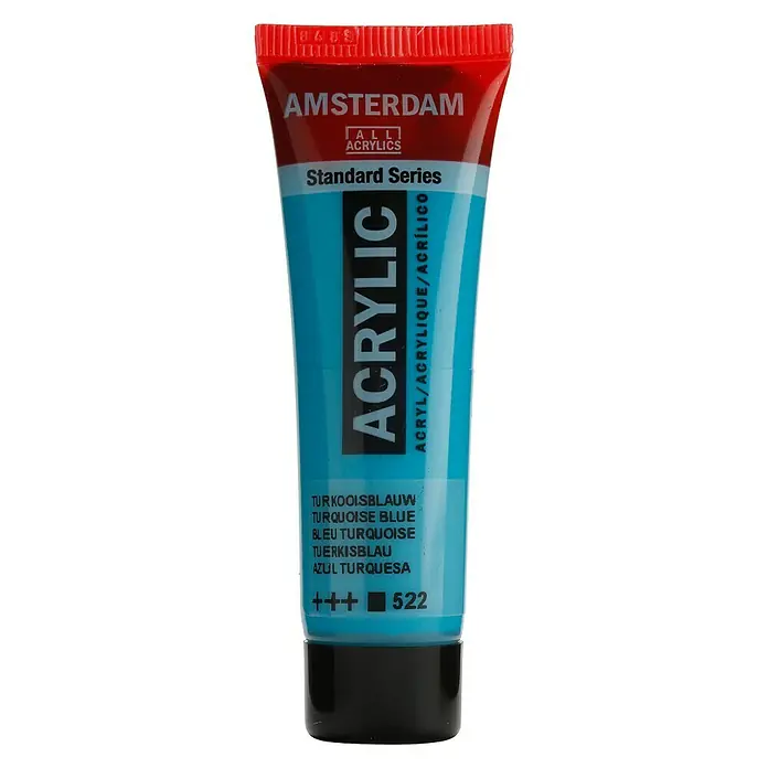 Talens Amsterdam Pintura acrílica Standard - Azul turquesa, 20 ml, Tubo - Tubo de acrílico Amsterdam Standard Series en azul turquesa, ideal para artistas y artesanos.
