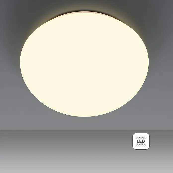 Tween Light LED-Deckenleuchte rund Eco - 11,5 W, Ø x H: 26 x 8,5 cm, Opal/Weiß, Warmweiß - Ein rundes LED-Deckenlicht mit einem warmen, diffusen Schein erhellt den Raum und sorgt für eine angenehme Atmosphäre.