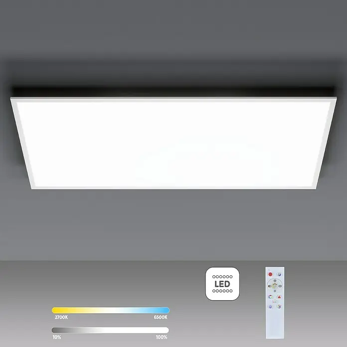 Tween Light Panel LED - 43 W, L x An x Al: 120 x 60 x 5 cm, Blanco, Multicolor - Lámpara de techo LED con mando a distancia para ajustar brillo y temperatura de color. Perfecta para espacios modernos.