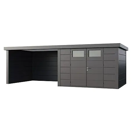 Telluria  Metallgerätehaus Classico 3030 mit Lounge L links