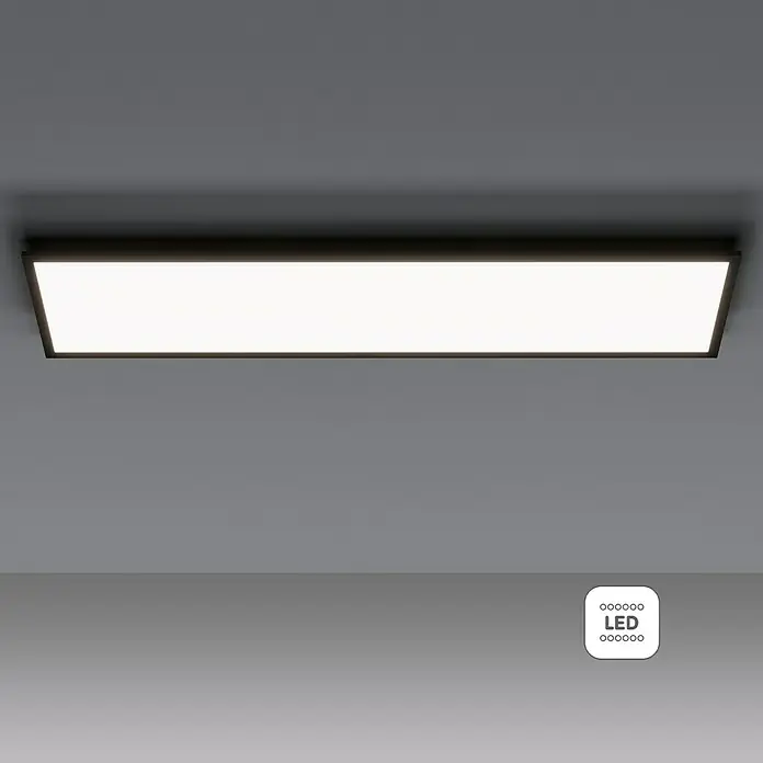 Tween Light LED-Panel Schwarz - 33 W, L x B x H: 120 x 30 x 5 cm, Schwarz, Neutralweiß - Moderne LED-Deckenleuchte mit schlankem Design. Die Leuchte sorgt für eine gleichmäßige Ausleuchtung und ist energieeffizient.