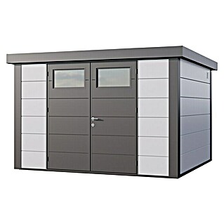 Telluria Gerätehaus Classico 3330 (Stahl, Weiß/Anthrazit, Außenmaß inkl. Dachüberstand (B x T): 328 x 298 cm)