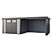 Telluria Metallgerätehaus Classico 3030 mit Lounge L rechts inkl. 2 Fenster (Außenmaß inkl. Dachüberstand (B x T): 662 x 318 cm, Stahl, Lichtgrau, Ohne Set) | BAUHAUS