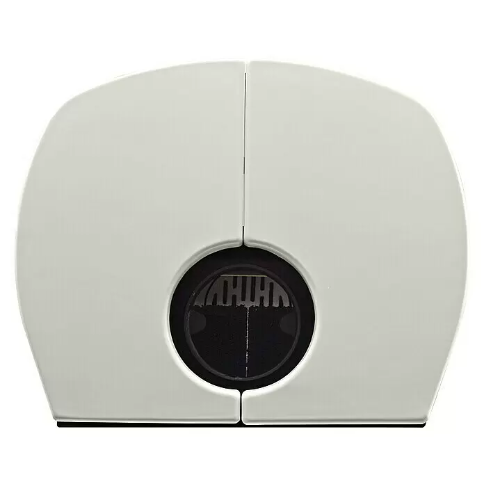 Hark Kaminofen Nika ECOplus - 7 kW, Raumheizvermögen: 193 m³, Material Verkleidung: Keramik, Creme/Weiß - Weiße mechanische Personenwaage mit runder Anzeige.