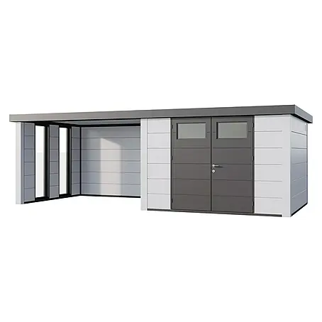 Telluria  Metallgerätehaus Classico 3330 mit Lounge L links inkl. 2 Fenster