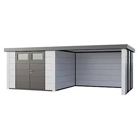 Telluria  Metallgerätehaus Classico 3330 mit Lounge L rechts inkl. 2 Fenster