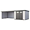 Telluria Metallgerätehaus Classico 3030 mit Lounge XL links (Außenmaß inkl. Dachüberstand (B x T): 782 x 318 cm, Stahl, Weiß, Ohne Set) | BAUHAUS
