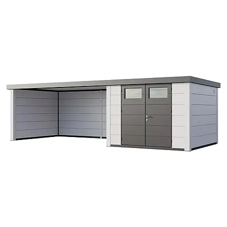 Telluria  Metallgerätehaus Classico 3330 mit Lounge XL links