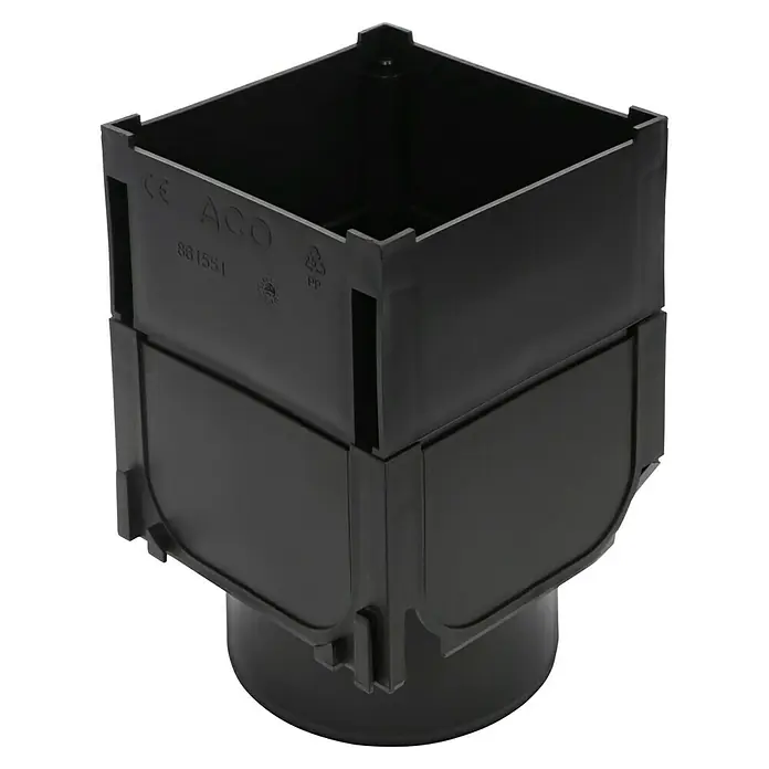 ACO Hexaline Eckstück mit Verlängerung Schlitzaufsatz 2.0 - 12,5 x 12,5 x 13,8 cm - Schwarzer ACO Gully-Aufsatz aus Kunststoff, ideal für Entwässerungssysteme im Außenbereich, mit robustem Design.