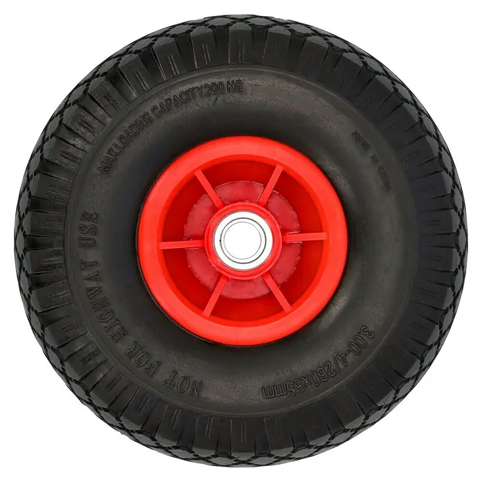 Altrad Sackkarren-Ersatzrad - Durchmesser: 260 mm - Schwarzes Rad mit roter Nabe und Reifenprofil, ideal für Schubkarren oder Gartenwagen.
