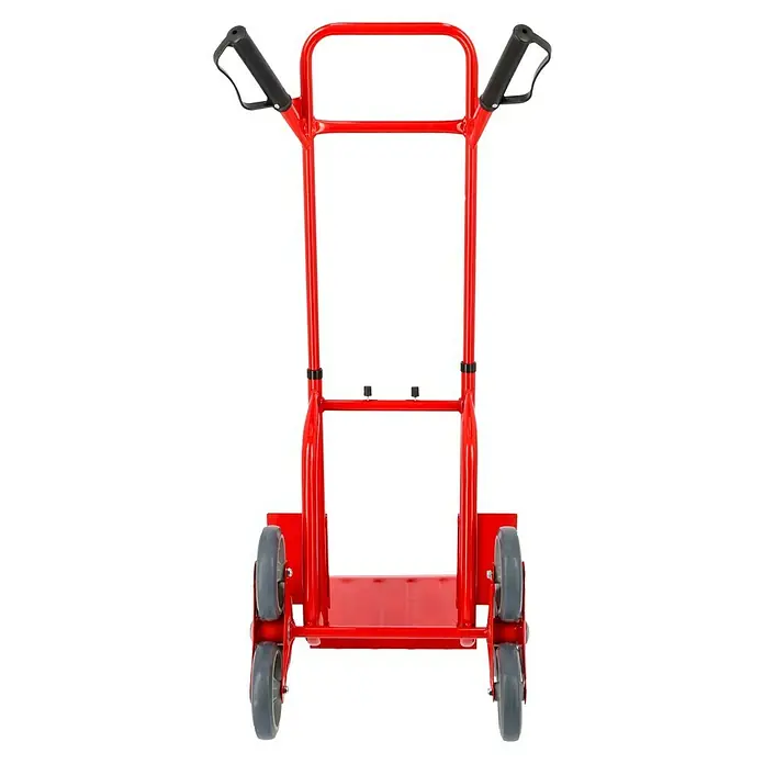 BAUHAUS Treppen-Sackkarre - Stahl, Traglast: 120 kg - Roter Transportwagen mit vier Rädern und schwarzen Griffen. Ideal zum Bewegen schwerer Gegenstände, robust und zuverlässig.