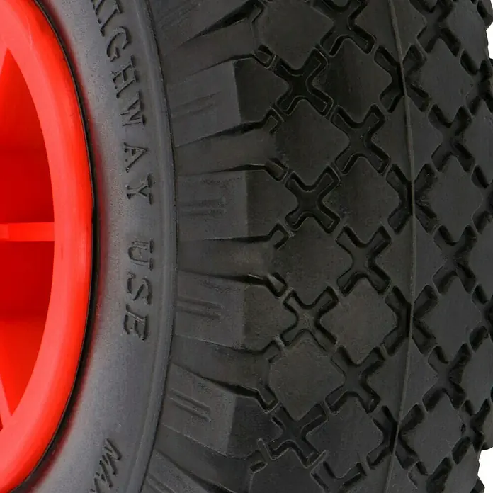 Altrad Sackkarren-Ersatzrad - Durchmesser: 260 mm - Detailaufnahme eines roten Rads mit schwarzem Reifen und markantem Profil für den vielseitigen Einsatz.