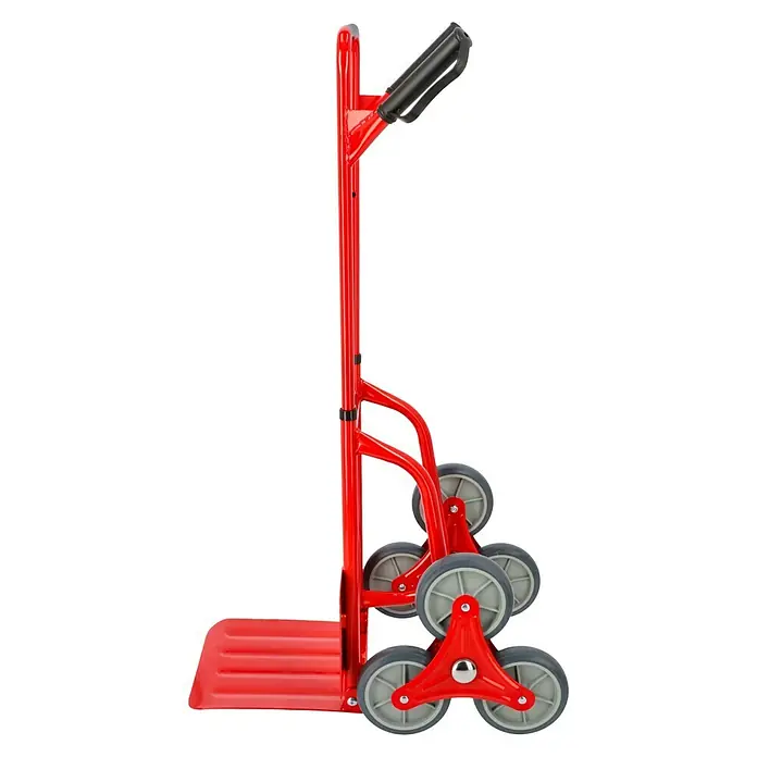 BAUHAUS Treppen-Sackkarre - Stahl, Traglast: 120 kg - Roter Treppensteiger-Sackkarre mit sechs Rädern und schwarzem Griff für den einfachen Transport von Lasten über Treppen.