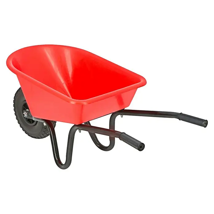 Altrad Kinder-Schubkarre - 20 l, Rot, Traglast: 10 kg - Rote Schubkarre mit schwarzem Rahmen und Griffen, ideal für Gartenarbeit und Bauprojekte. Praktisch für den Transport von Materialien.