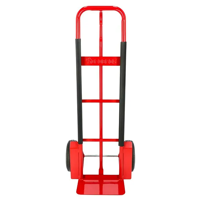 BAUHAUS Sackkarre HT 600 S - Stahl, Traglast: 250 kg - Eine rote Sackkarre mit schwarzen Griffen und robusten Rädern. Ideal für den Transport schwerer Lasten.