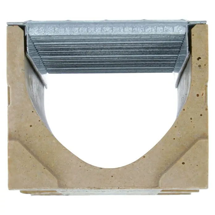 ACO Self Entwässerungsrinne Standardline - 50 x 11,8 x 9,7 cm - Bild eines rechteckigen Entwässerungsgrabens aus Beton mit einer Abdeckung aus verzinktem Stahl.