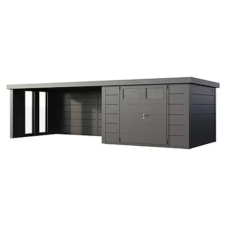 Telluria  Metallgerätehaus Classico 3030 mit Lounge XL links inkl. 2 Fenster