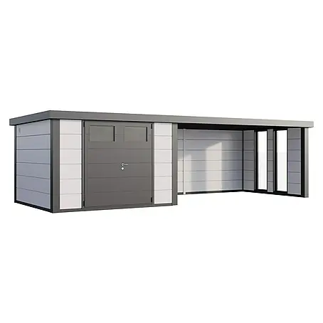 Telluria  Metallgerätehaus Classico 3030 mit Lounge XL rechts inkl. 2 Fenster
