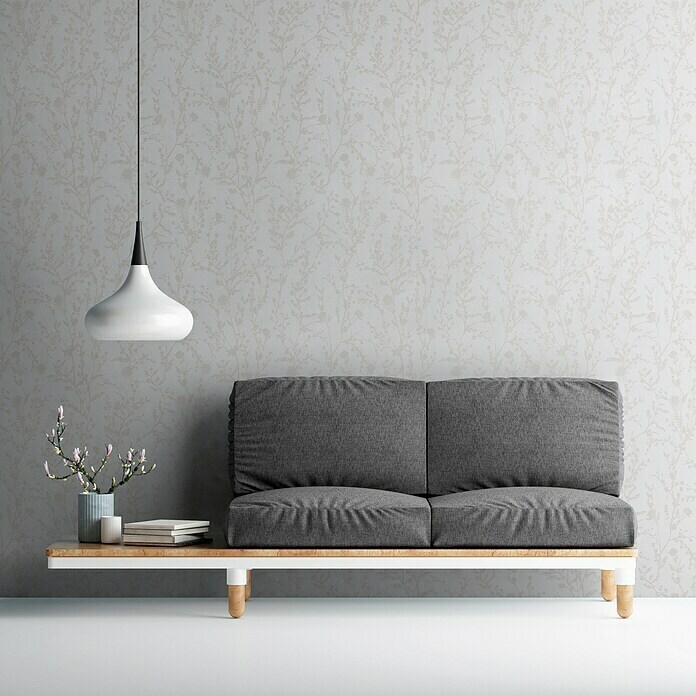 AS Creation Casual Living Vliestapete (Hellgrau/Weiß, Floral, 10,05 x 0,53 m) | BAUHAUS