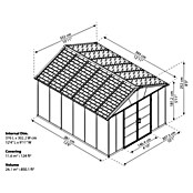 Palram Yukon Caseta para jardín (381 x 307 x 252 cm, Gris, Con suelo)