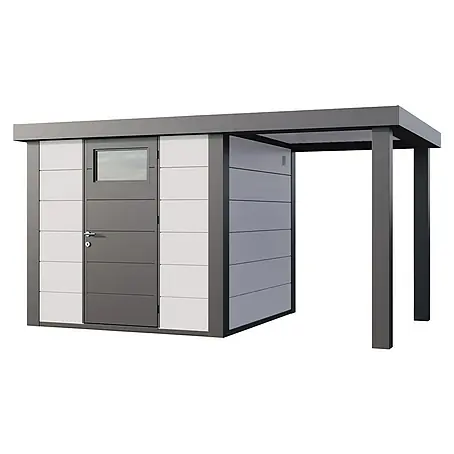 Telluria  Metallgerätehaus Classico 2424 mit Open Lounge S rechts