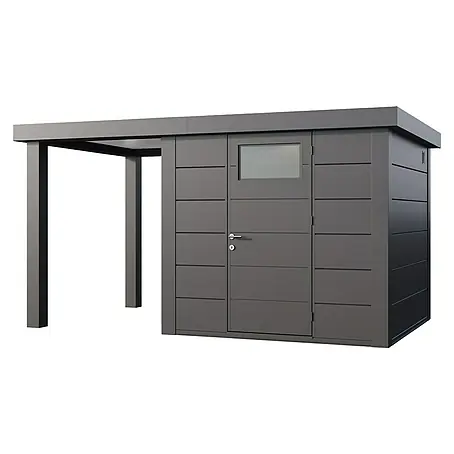 Telluria  Metallgerätehaus Classico 2424 mit Open Lounge S links