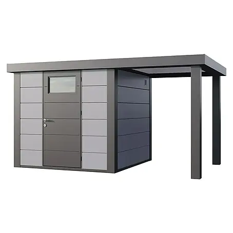 Telluria  Metallgerätehaus Classico 2424 mit Open Lounge S rechts