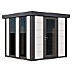 Telluria Gartenhaus Luminato 2424 inkl. Elektro-Set (Außenmaß inkl. Dachüberstand (B x T): 258 x 258 cm, Stahl, Weiß/Anthrazit, Inkl. Innenwandverkleidung & Elektro-Set) | BAUHAUS