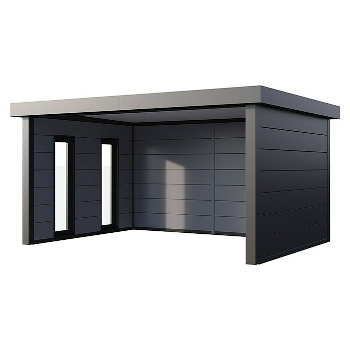 Telluria Pavillon Singolo 4836 mit Fenster (Außenmaß inkl. Dachüberstand (B x T): 508 x 388 cm, Stahl, Anthrazit, Ohne Set, mit Fenster rechts) | BAUHAUS