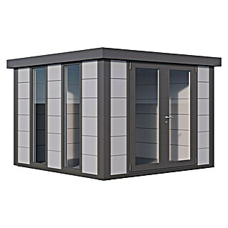 Telluria Gartenhaus Luminato 3030 (Stahl, Außenbreite inkl. Dachüberstand: 298 cm, Außentiefe inkl. Dachüberstand: 298 cm, Hellgrau/Anthrazit)