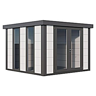 Telluria Gartenhaus Luminato 3030 (Stahl, Außenbreite inkl. Dachüberstand: 298 cm, Außentiefe inkl. Dachüberstand: 298 cm, Weiß/Anthrazit)