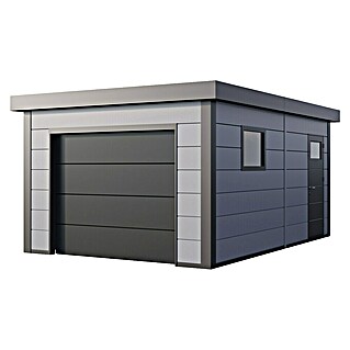 Telluria Garage 3654 (Stahl, Hellgrau/Anthrazit, Außenbreite inkl. Dachüberstand: 538 cm, Außentiefe inkl. Dachüberstand: 358 cm)
