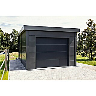Telluria Garage Classico 3654G (Außenmaß inkl. Dachüberstand (B x T): 388 x 568 cm, Stahl, Lichtgrau/Anthrazit, Ohne Set)