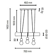 Spotlight Pendelleuchte Trabo Pino (60 W, L x B x H: 70 x 8 x 140 cm, Braun/Gebeizte Kiefer, Holz, E27, 3 Stk.) | BAUHAUS