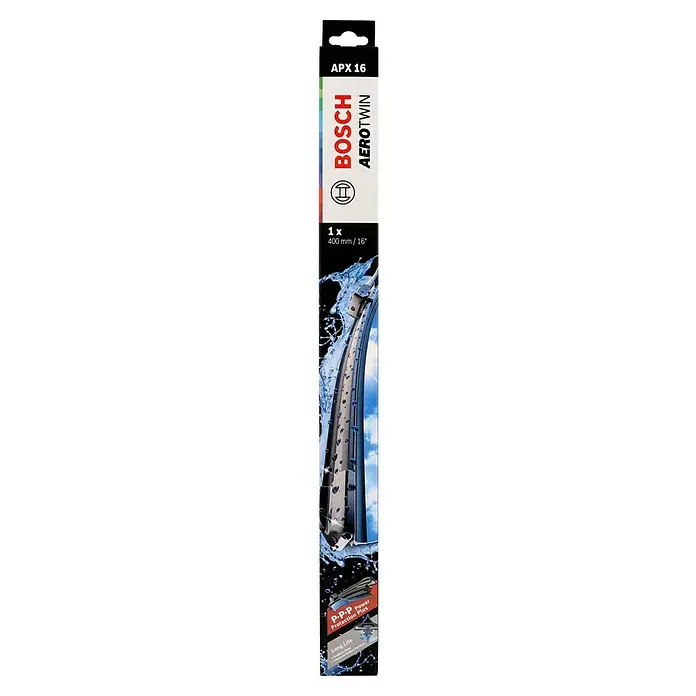 Bosch Aerotwin Scheibenwischer - APX16, Anzahl: 1 Stk. - Produktbild von einem Bosch Aerotwin APX 16 Scheibenwischer, 400mm/16 Zoll, für klare Sicht und lange Lebensdauer.