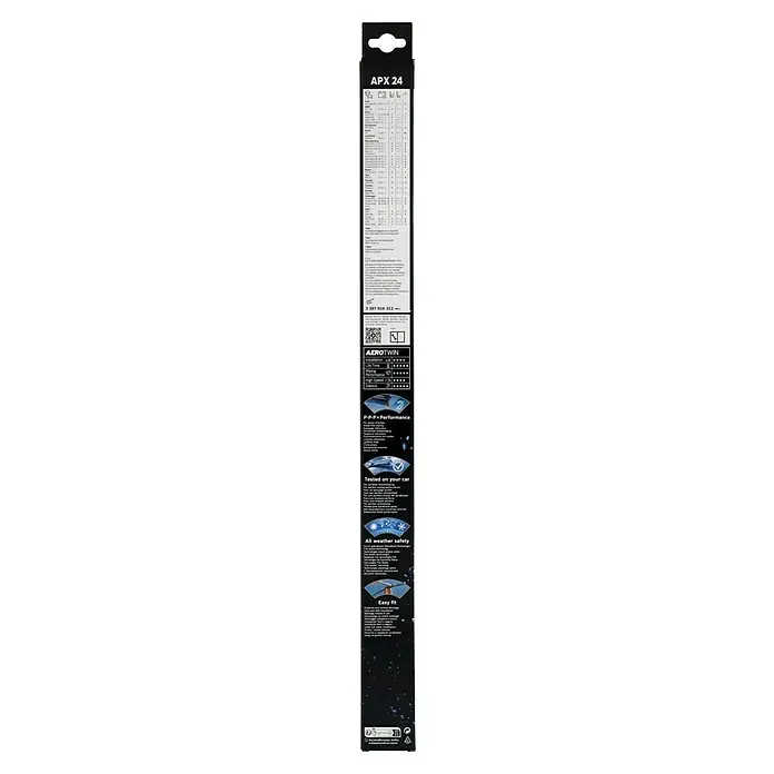 Bosch Aerotwin Scheibenwischer - APX24, Anzahl: 1 Stk. - Verpackung eines APX 24 Scheibenwischers. Optimale Wischleistung bei jedem Wetter und einfache Montage für klare Sicht.