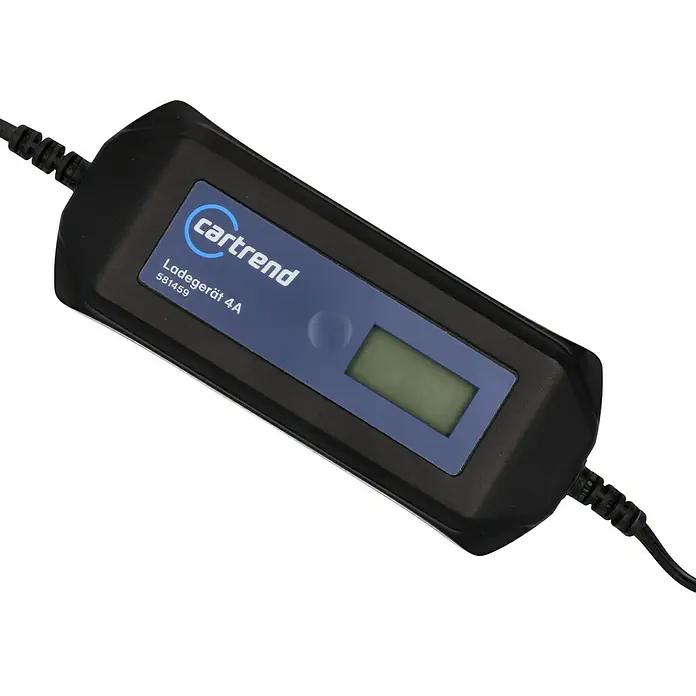Cartrend Automatik-Ladegerät DP4.1 - Ladestrom: 4 A - Das Ladegerät 4A von Cartrend ist ein elektronisches Gerät zum Aufladen von Autobatterien. Mit LCD-Display und robustem Gehäuse.