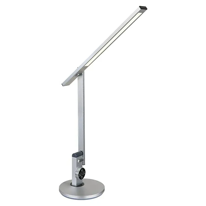 Globo LED-Tischleuchte Solana - 12 W, L x B x H: 63,5 x 19 x 49,9 cm, Silber, Mehrfarbig - Silberne LED-Schreibtischleuchte mit schlankem Design, ideal für Büro oder Zuhause. Die Lampe verfügt über einen runden Sockel und ist höhenverstellbar.
