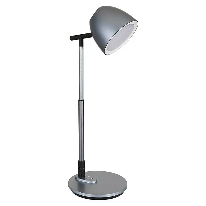 Globo LED-Tischleuchte Casala - 7,5 W, L x B x H: 35 x 16,7 x 50 cm, Grau, Mehrfarbig - Silberne Stehlampe mit rundem Lampenkopf und verstellbarem Ständer. Ideal für moderne Wohnräume, sorgt für angenehmes Licht beim Lesen.