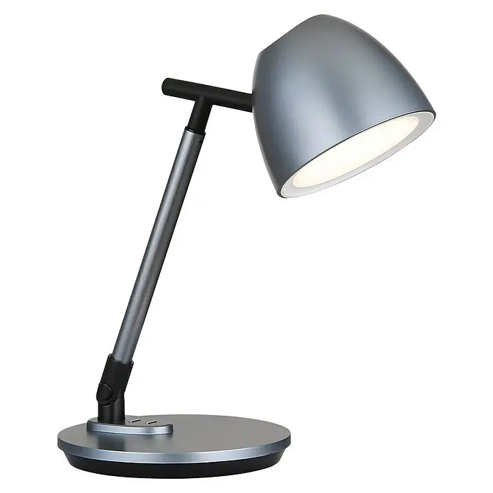 Globo LED-Tischleuchte Casala - 7,5 W, L x B x H: 35 x 16,7 x 50 cm, Grau, Mehrfarbig - Graue LED-Schreibtischlampe mit verstellbarem Arm und rundem Sockel, die elegantes Licht zum Arbeiten oder Lesen bietet.