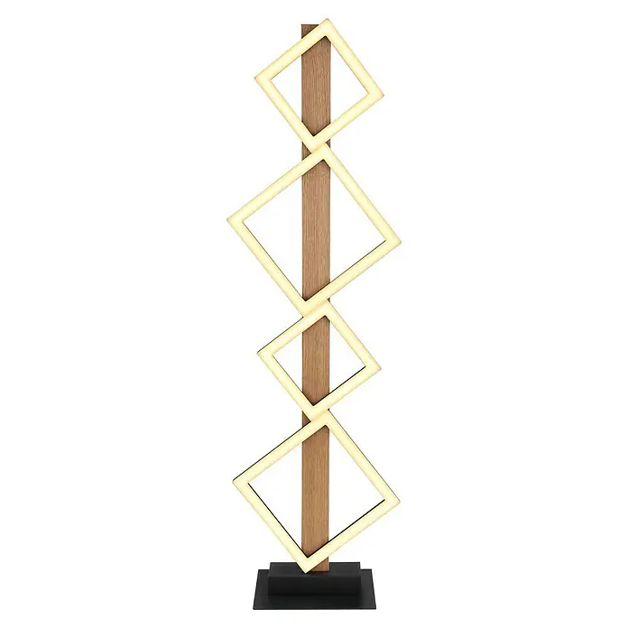 Globo LED-Stehleuchte Dustin - L x B x H: 30,7 x 18 x 103 cm, 35 W - Elegante LED-Stehlampe mit Holzdetails und quadratischen Lichtelementen für modernes Ambiente.