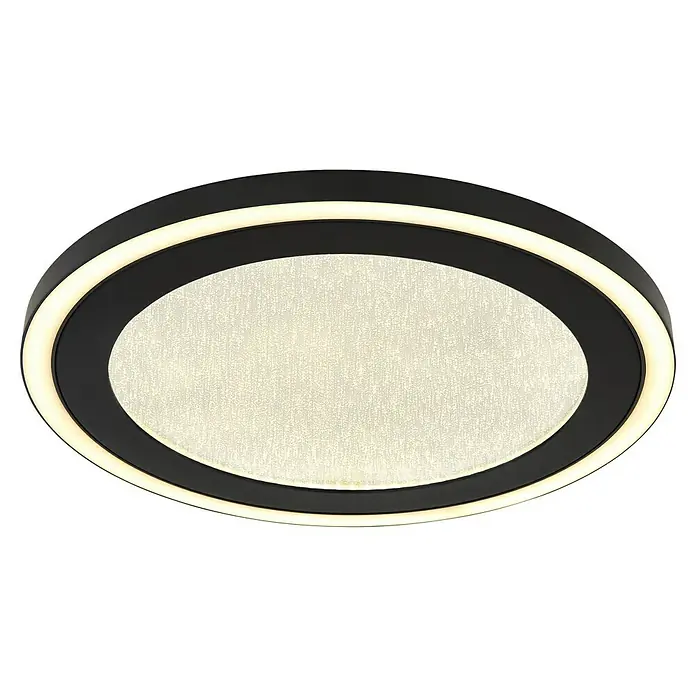 Globo LED-Deckenleuchte Davies - 24 W, L x B x H: 34 x 34 x 4 cm, Schwarz, Neutralweiß, Rund - Moderne ovale Deckenleuchte mit schwarzem Rahmen und LED-Beleuchtung für eine stilvolle und energieeffiziente Beleuchtung.