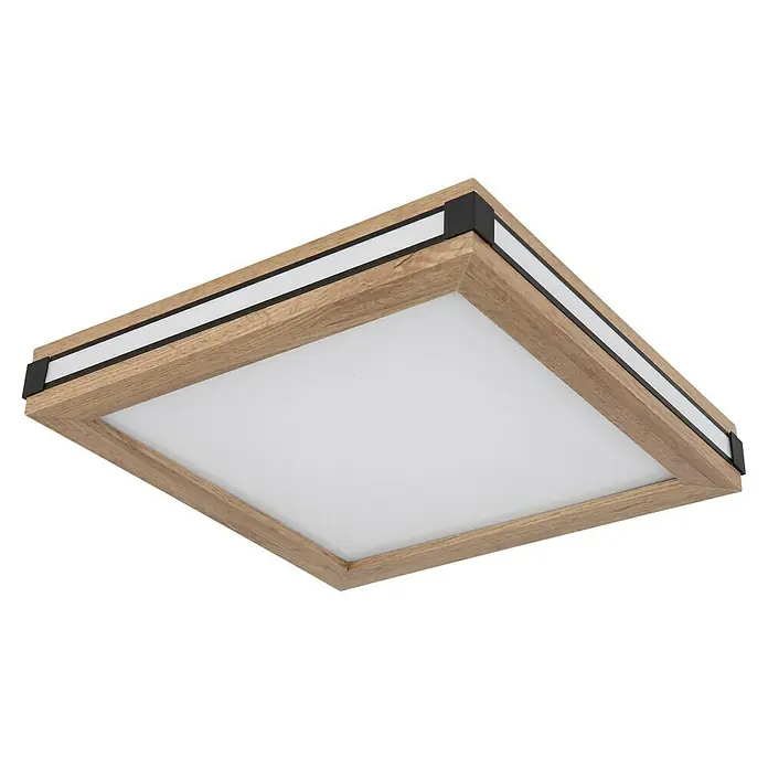 Globo LED-Deckenleuchte Carla - 12 W, Warmweiß, Holzoptik, L x B x H: 30 x 30 x 7,5 cm - Deckenleuchte mit Holzrahmen und integriertem LED-Panel für eine helle und energieeffiziente Beleuchtung.