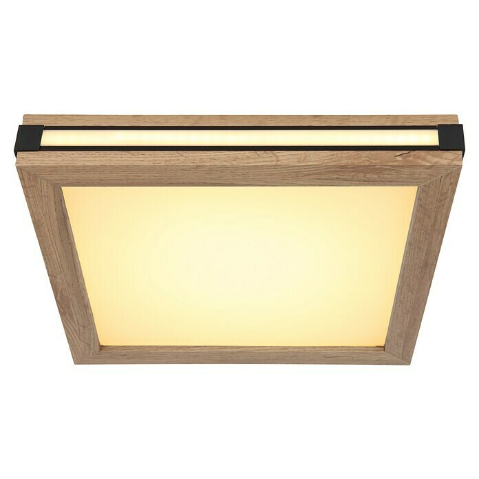 Globo LED-Deckenleuchte Carla (12 W, Warmweiß, Holzoptik, L x B x H: 30 x 30 x 7,5 cm) | BAUHAUS