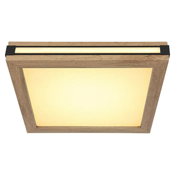 Globo LED-Deckenleuchte Carla - 12 W, Warmweiß, Holzoptik, L x B x H: 30 x 30 x 7,5 cm - Die Deckenleuchte mit Holzrahmen und warmem Licht sorgt für eine angenehme Atmosphäre im Raum. Stilvolle Beleuchtung für jedes Zuhause.