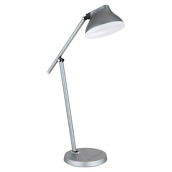 Globo LED-Tischleuchte Halvar - L x B x H: 43,2 x 17,8 x 75,8 cm, 8 W - Schreibtischleuchte: Moderne silberne Schreibtischleuchte mit verstellbarem Arm und hellem, nach unten gerichtetem Licht für den Arbeitsbereich.