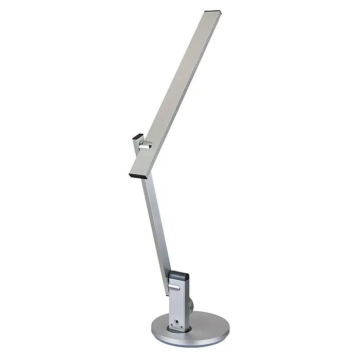 Globo LED-Tischleuchte Solana - 12 W, L x B x H: 63,5 x 19 x 49,9 cm, Silber, Mehrfarbig - Moderne, silberfarbene LED-Schreibtischlampe mit verstellbarem Arm und rundem Sockel für Büro- oder Arbeitsplatzbeleuchtung.